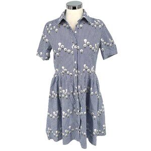 Frock Shop Modcloth Lightbulb Shirt Dress Striped Short Sleeve Blue Size Large